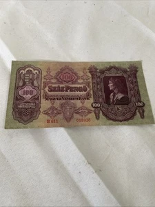 Rare Hungary 100 Pengo Banknote 1930 Hungarian Currency WW2 WWII Paper Money - Picture 1 of 6