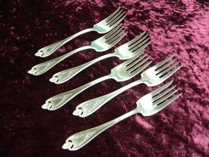 OLD COLONY 1911 6 Salad / Dessert Forks 1847 Rogers Bros XS Triple NO MONOS NICE - Picture 1 of 3