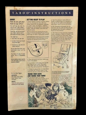 Taboo Board Game 1989 Replacement Instructions Directions ONLY - Image 1 of 4