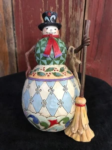 Jim Shore "Sweep Away The Winter Blues" Snowman 2010 broke off nose...b8 - Picture 1 of 6
