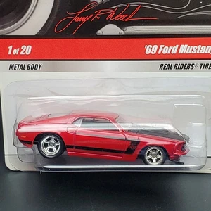 Hot Wheels Larry's Garage 69 Ford Mustang #1/20 Red Real Riders  - Picture 1 of 3
