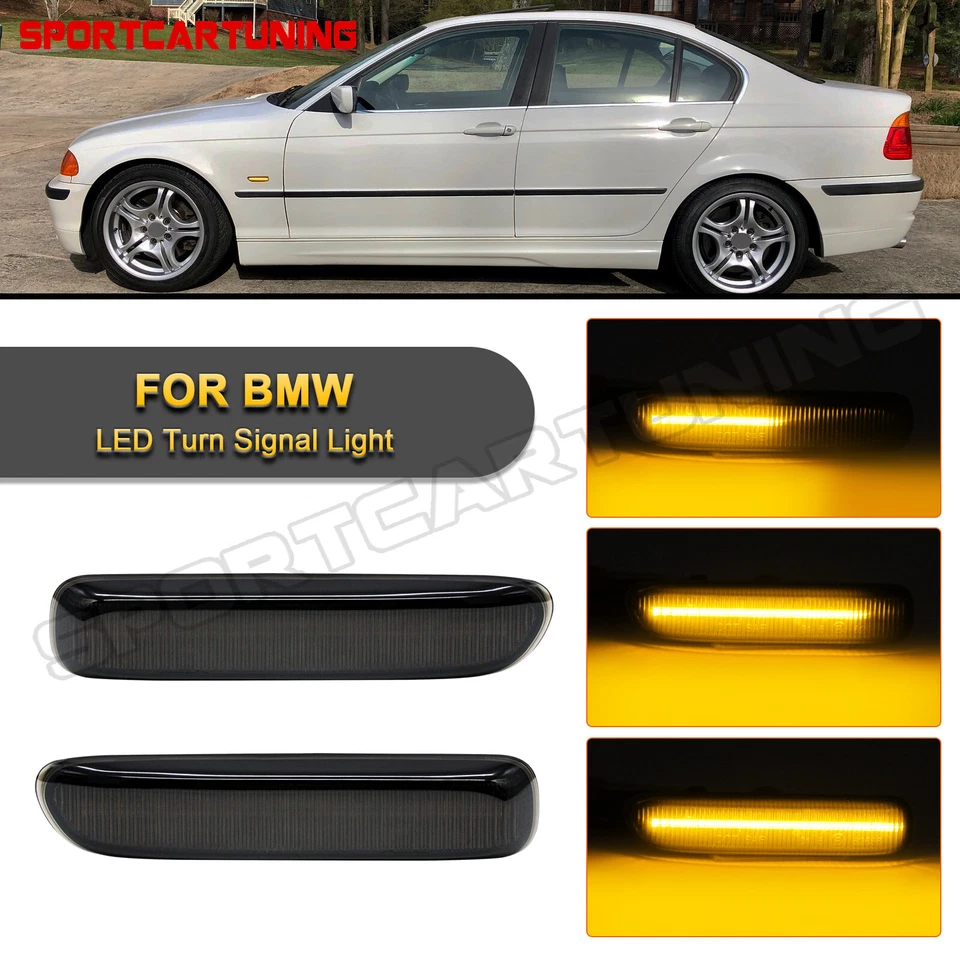 Luz marcadora lateral LED delantera ahumada secuencial para 98-06 BMW Serie 3 E46 4D 325i 330i Foto 1 de 4