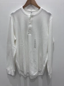 UNIQLO Waffle Henley Neck Long Sleeve T-Shirt Men NWT - Picture 1 of 4