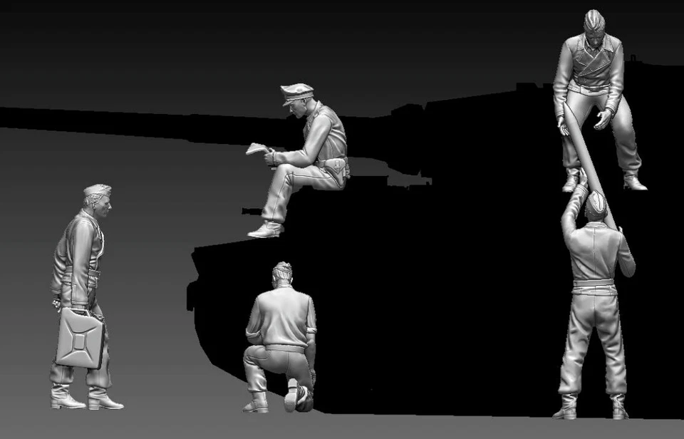 Peddinghaus3 D Stampa 1/87 87F008 5 Uomo Tedesco Panzercrew Beim Il Manutenzione - Immagine 1 di 1