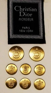 CHRISTIAN DIOR Replacement buttons 8 gold tone metal CD logo Good Used Cond. - Picture 1 of 10