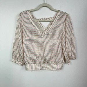 Anthropologie Pilcro & The Letterpress Top Women’s XS M Cream Nautical Blouse - Imagen 1 de 5