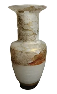 Murono Casa Elite M Valentini Silk Glass Frosted 8" Vase Gold Accents Swirl - Bild 1 von 7