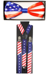 NUEVO Suspendedor Combo para Hombre y Mujer + Corbata - BANDERA DE EE. UU. - Imagen 1 de 1