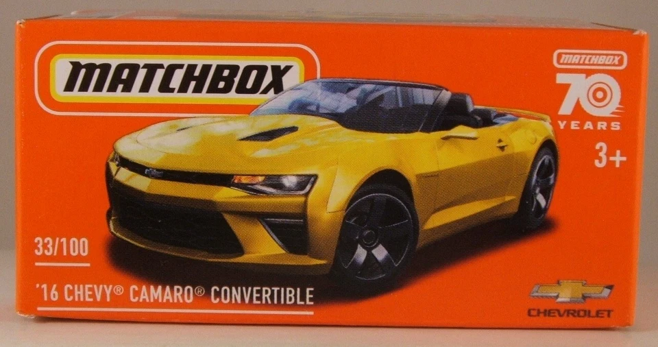 MATCHBOX POWER GRABS #33 '16 Chevy Camaro Convertible, 2023 issue (NEW in BOX) - Image 1 of 1