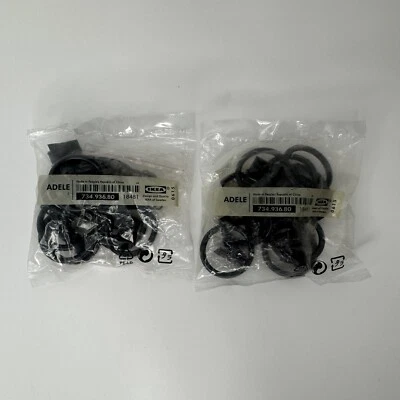 NEW Set of 20 IKEA ADELE Curtain Rings with Clips and Hooks BLACK 734.936.80 - Image 1 of 4