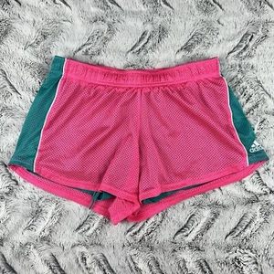 Adidas Agility Dual Shorts Women’s Small Pink Green Mesh 2 In 1 Lined Drawstring - Picture 1 of 7