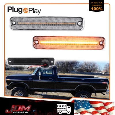 L+R Lente Transparente LED Ámbar Frontal Marcador Luces Para Ford E-350 Econoline 75-91 Foto 1 de 4