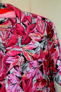 Mens M S Comodore Modern Art Pink Cotton Aloha Button Front Shirt Vintage 1980s - Picture 1 of 8
