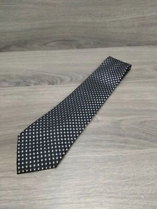 Fumagalli Necktie 100% Silk Black with Blue & White Dots - Picture 1 of 4