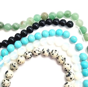 Semi Precious Gemstone Beads - 8mm Round - x5 short 7.5inch strands strings - Picture 1 of 12