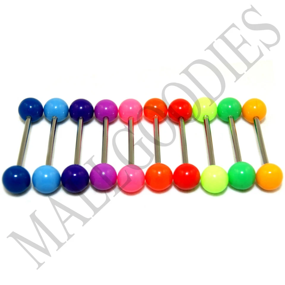 W010 акриловый язык кольца штанги бар 14G простоя однотонные цвета 5/8» 16 мм 10 шт.  - Изображение 1 из 1