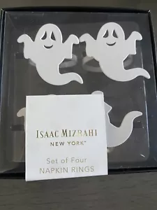 ISAAC MIZARAHI 4er Set HALLOWEEN WEISSMETALL "GEIST" Serviettenringe Neu im Karton - Bild 1 von 2