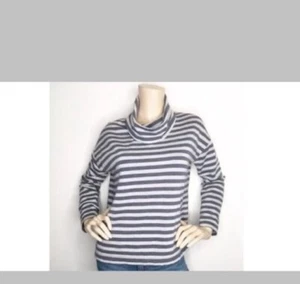 J. Crew XXS Boxy Striped Blue Gray Cowl Neck Shirt Top New Relaxed fit - Picture 1 of 5