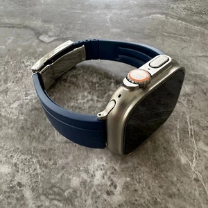 Blau Silikon Gummi OYSTERFLEX Uhrenarmband Band für Apple Watch Ultra 1 2 3 - Bild 1 von 15