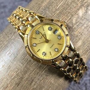 Xavier Majestic Women Dress Date Gold Tone Round 24mm Quartz Analog Watch 7" - Picture 1 of 12