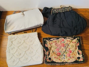 LOT of 4 SMALL VINTAGE EVENING PURSES - Picture 1 of 12