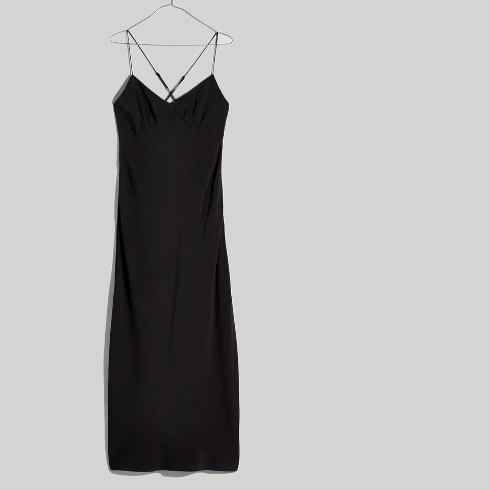 Madewell Layton Midi Slip Dress Size 4 NK419 Black