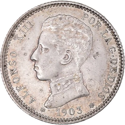 [#1044514] Coin, Spain, Alfonso XIII, Peseta, 1903, Madrid, AU(50-53), Silver, K - Image 1 of 2