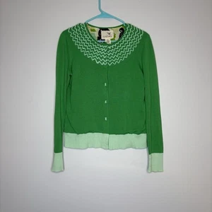 Anthropologie Tabitha Cardigan Kelly Maglione Verde con Ricami e Scatti Taglia M - Foto 1 di 6