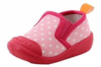 Skidders Infant Skidproof Pink Polka Dot Gripper Slippers Shoes Sz: 8/24 Months - Image 1 of 4