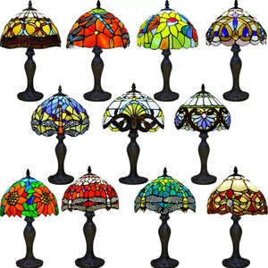 Lampade da tavolo stile Tiffany vetro colorato artigianato arte scrivania luce comodino - Foto 1 di 19