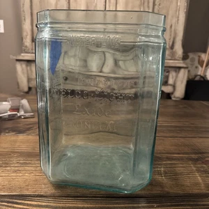 ANTIQUE EXIDE GLASS BATTERY 8-SIDED JAR DELCO LIGHT LARGE 10 1/2" TALL - Picture 1 of 5