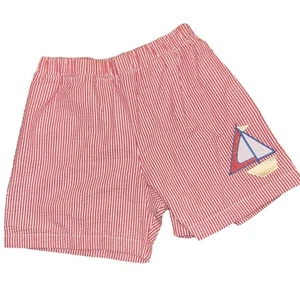 The Beaufort Bonnet Company seersucker sailboat embroidered shorts size 6 - Picture 1 of 5