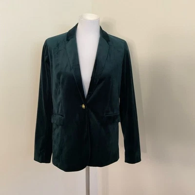 Blazer Adrienne Vittadini Terciopelo Verde Oscuro con Botones Dorados Foto 1 de 4