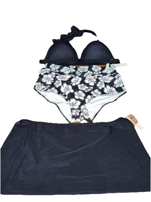 ROSA Victoria's Secret 3 Piezas Bikini Traje de Baño XL, XXL Blanco Negro Nuevo con Etiquetas Foto 1 de 4