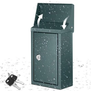 Metal Locking Mailbox Wall Mount with Key Lock Drop Lock Box Locked Mailboxes... - Picture 1 of 8