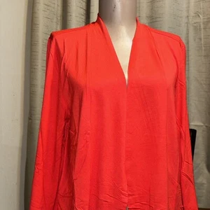 IMAN Global Chic 3/4-Sleeve Open Front Knit Cardigan Bright Red - Picture 1 of 4