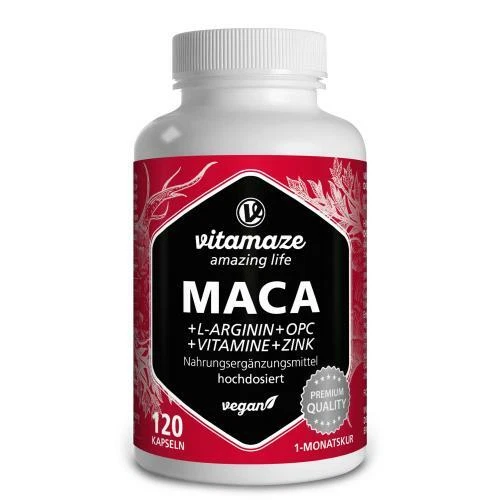 VITAMAZE GMBH MACA 10:1 hochdosiert+L-Arginin+OPC+Vit.vegan Kps. 120 St PZN 13815330