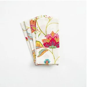 Juego de 4 servilletas de algodón indio impresas a mano Passage to India Floral Caspari 50 cm - Imagen 1 de 2