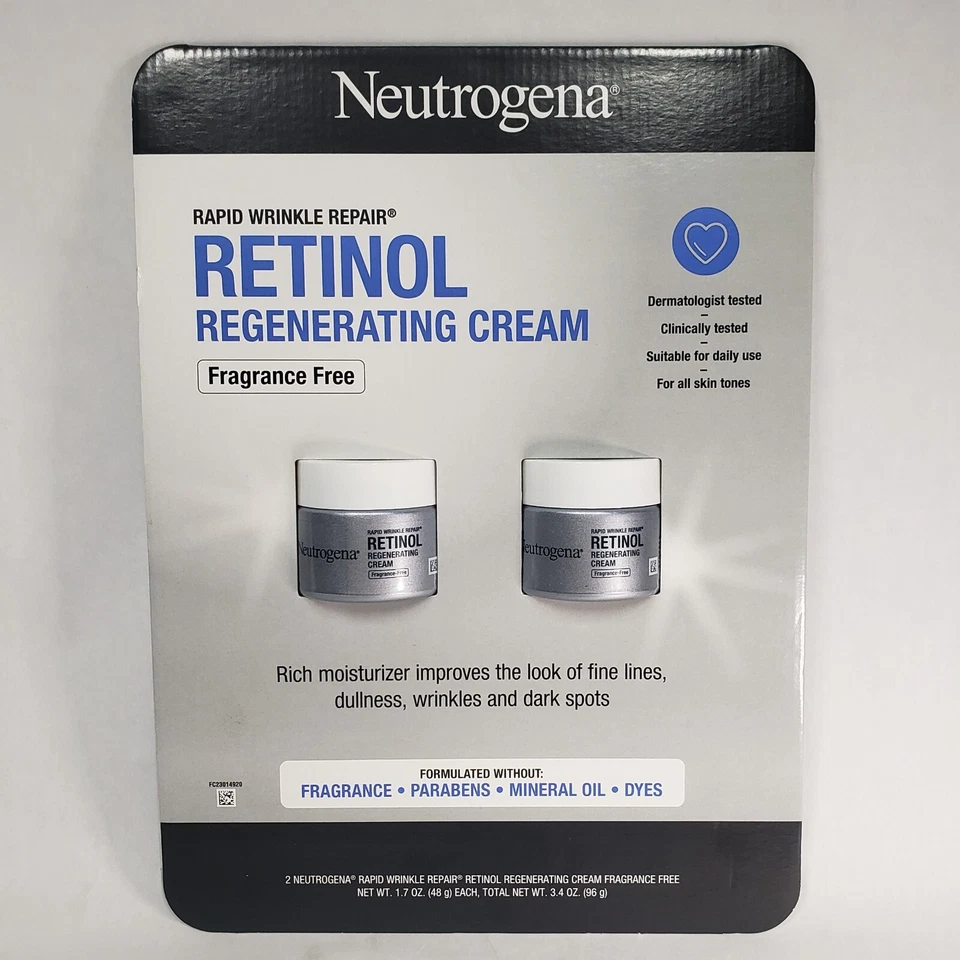 2 Pack Neutrogena Rapid Wrinkle Repair Regenerating Cream Fragrance 1.7 oz