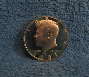 1981-S Type 2 Flat "S" Cameo Proof Kennedy half dollar. Toned.