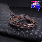 Fashion Women Men Leather Multi-layer Hand Adjustable Bracelet (brown) 