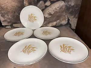 Homer Laughlin 22K Golden Wheat Pattern 6” Bread Plates Set of 5 Beautiful!!!!! - Picture 1 of 3