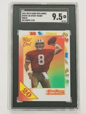 2021 Wild Card 30th Anniversary Steve Young White SGC 9.5 Mint+ 20 Stripe /10 - Image 1 of 2