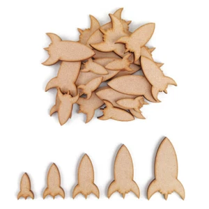 Blank Rocket MDF Craft Shapes Wooden Gift Tags Decoration Embellishments space - Imagen 1 de 4