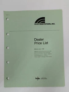 Electrosystems Inc Dealer Price List 1987: vintage aviation aircraft catalog - Picture 1 of 1