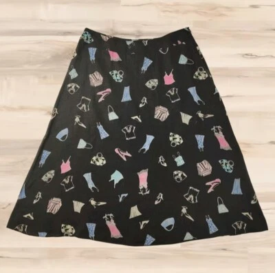 Liz Claiborne 27" Rolig Design Fodrad Midi Kjol i Linne Dam Storlek 8/28 - Image 1 of 4