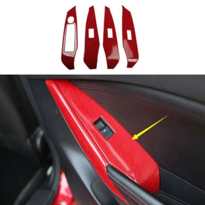 For Mazda 6 2014-2015 Carbon Fiber Red Window Lock Lift Switch Button cover Trim Foto 1 de 4