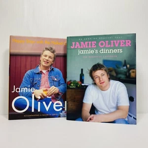 2 Jamie Oliver Cookbook Lot Jamie’s Dinners Naked Chef Cook Book Hardcover - Picture 1 of 17