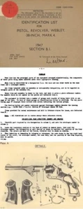 Webley Pistol Revolver, .38 Inch Mark 4 Manual Identification List - Picture 1 of 1