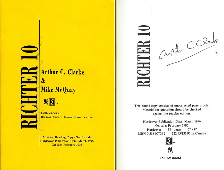 Sir Arthur C. Clarke SIGNED AUTOGRAPHED Richter 10 Advance Reading Copy RARE ARC - Image 1 of 1